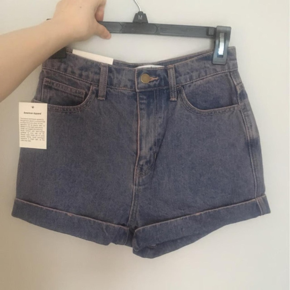 NWT American Apparel High Waist Cuff Denim Shorts, Size 25